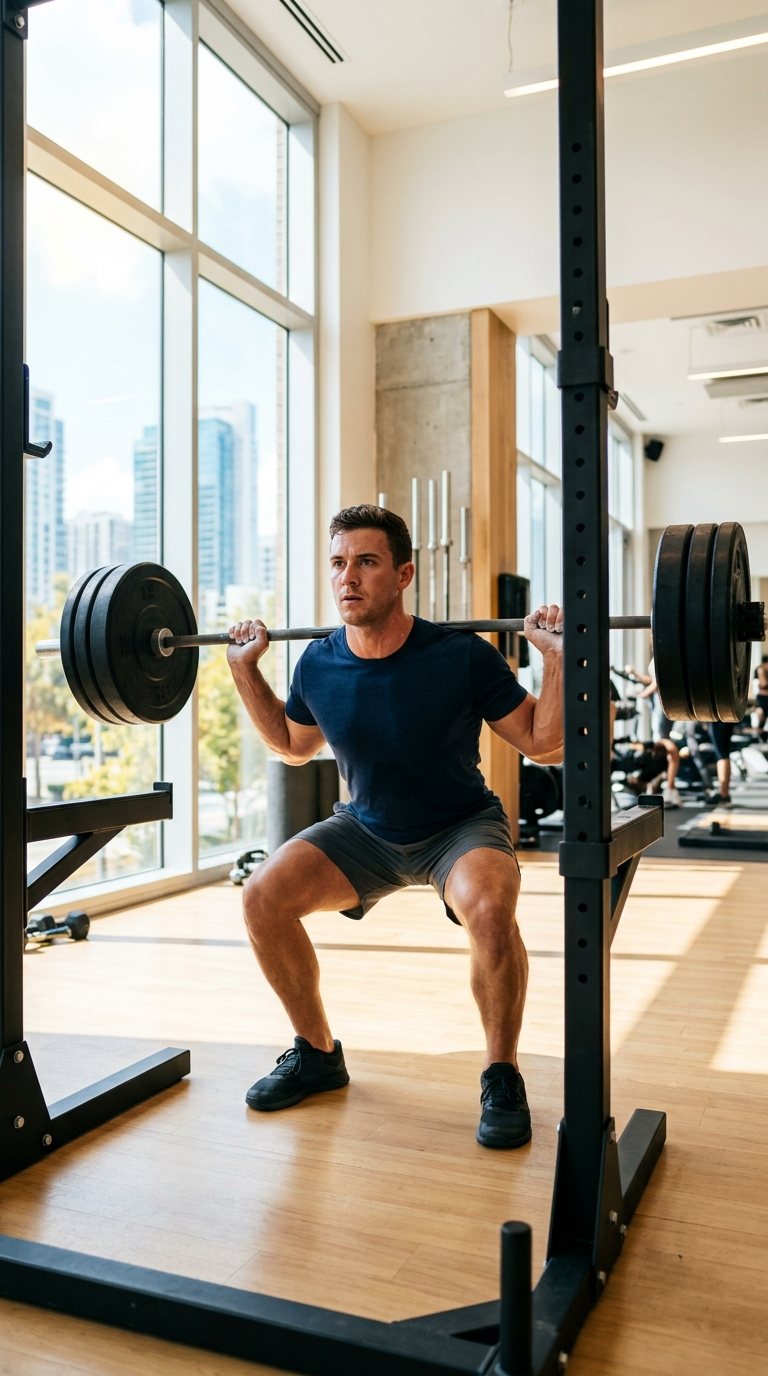 Man training with a barbell